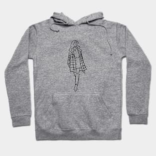 Minimalist Art Girl Walking Hoodie